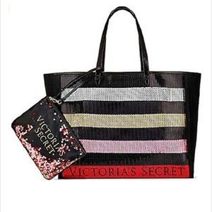 NWT Victoria’s Secret Sequin Tote Bag AND Wrislet